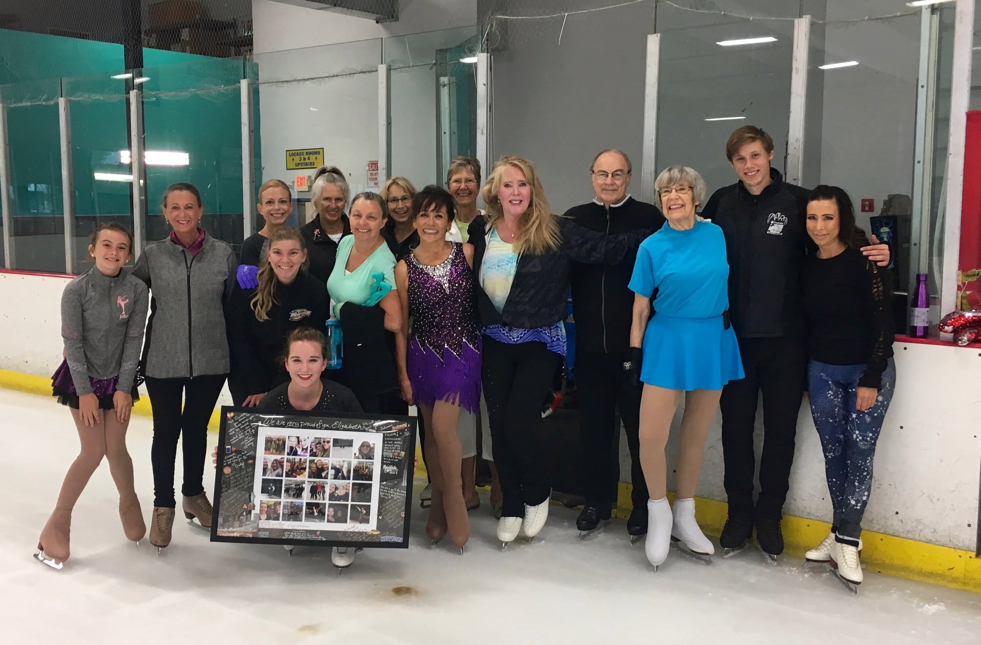 Sally (center) with fellow skaters at the rink